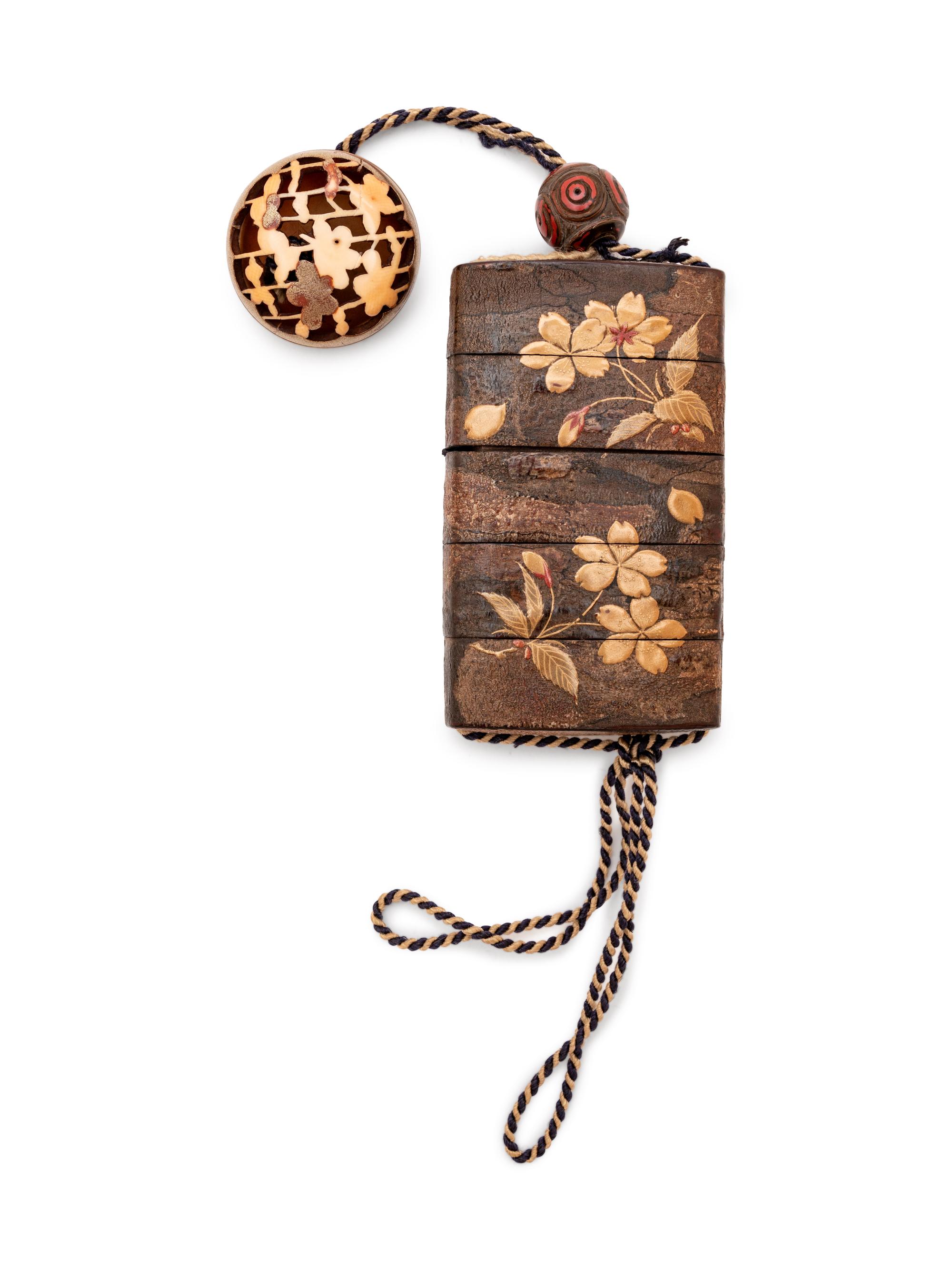A Cherry Bark Four-Case Inro