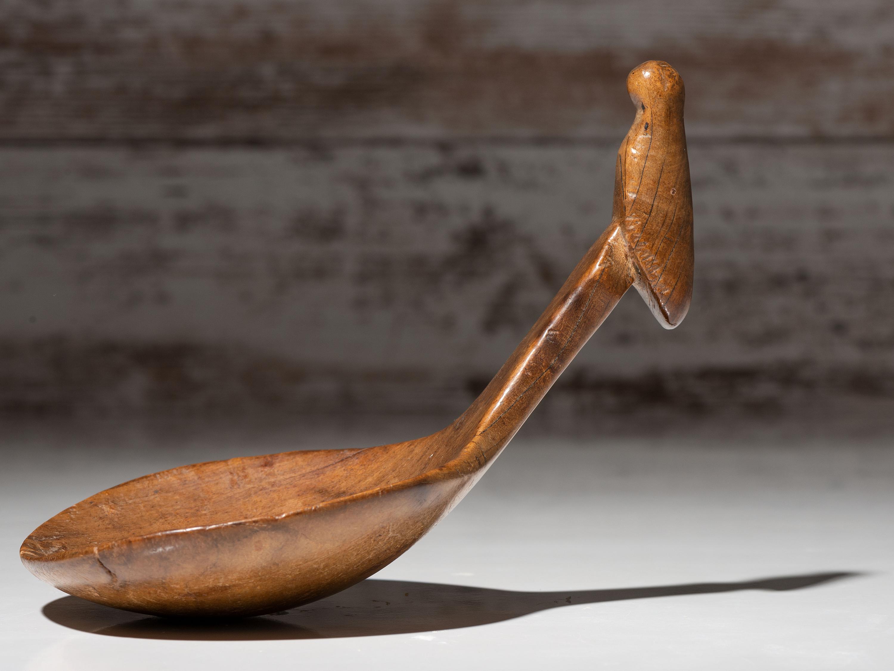 Northeastern Woodlands Maple Figural Ladle, Bird