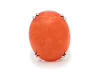CORAL AND DIAMOND RING
