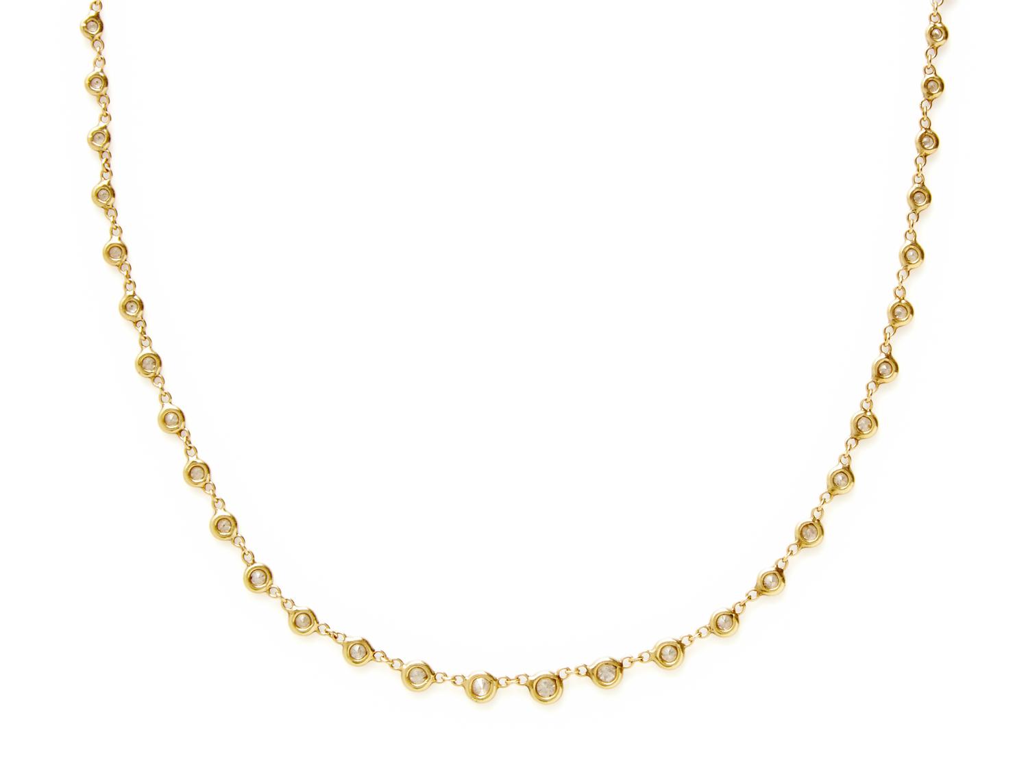 JACQUIE AICHE, YELLOW GOLD AND DIAMOND NECKLACE AND SHAKER HOOP EARRINGS