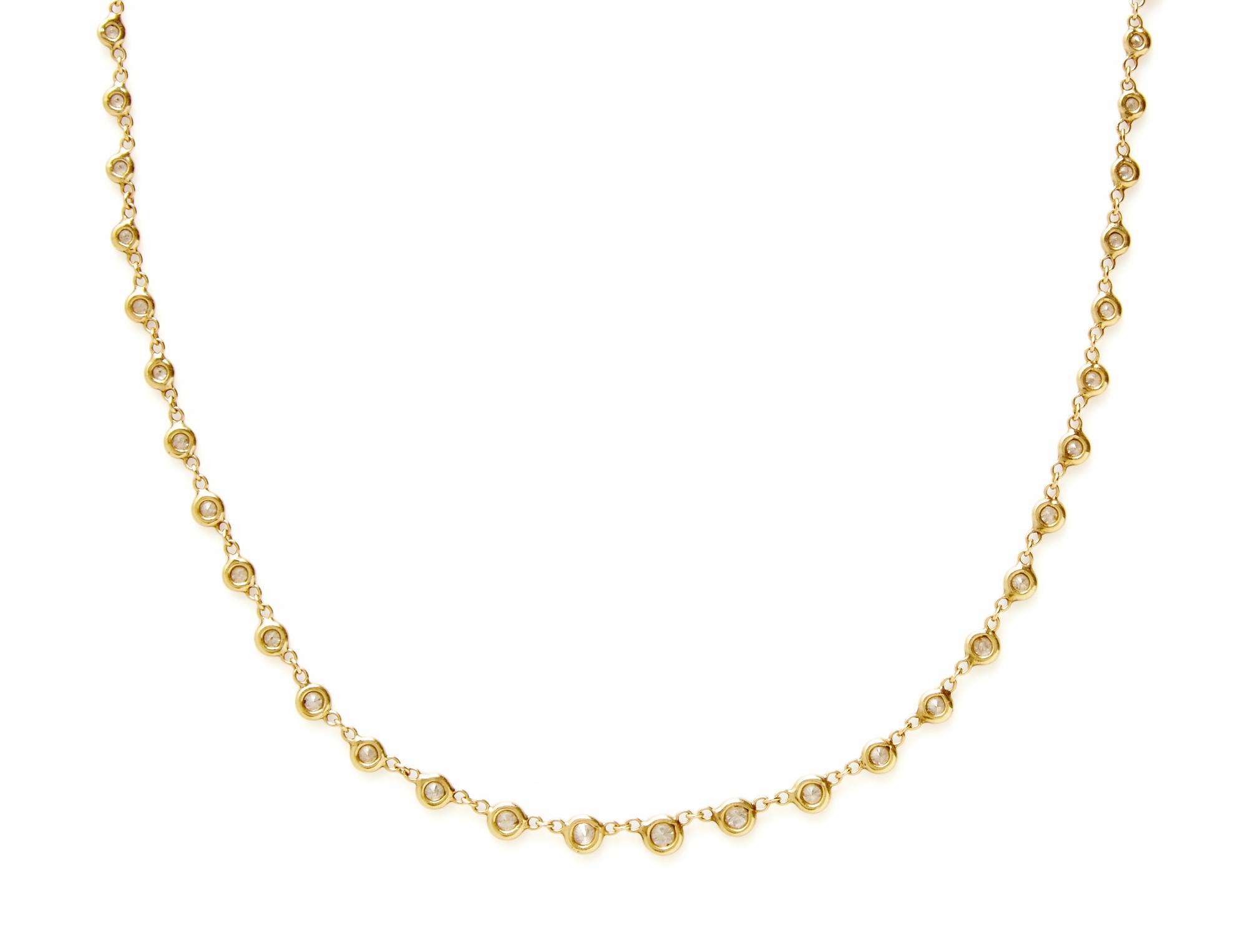JACQUIE AICHE, YELLOW GOLD AND DIAMOND NECKLACE AND SHAKER HOOP EARRINGS