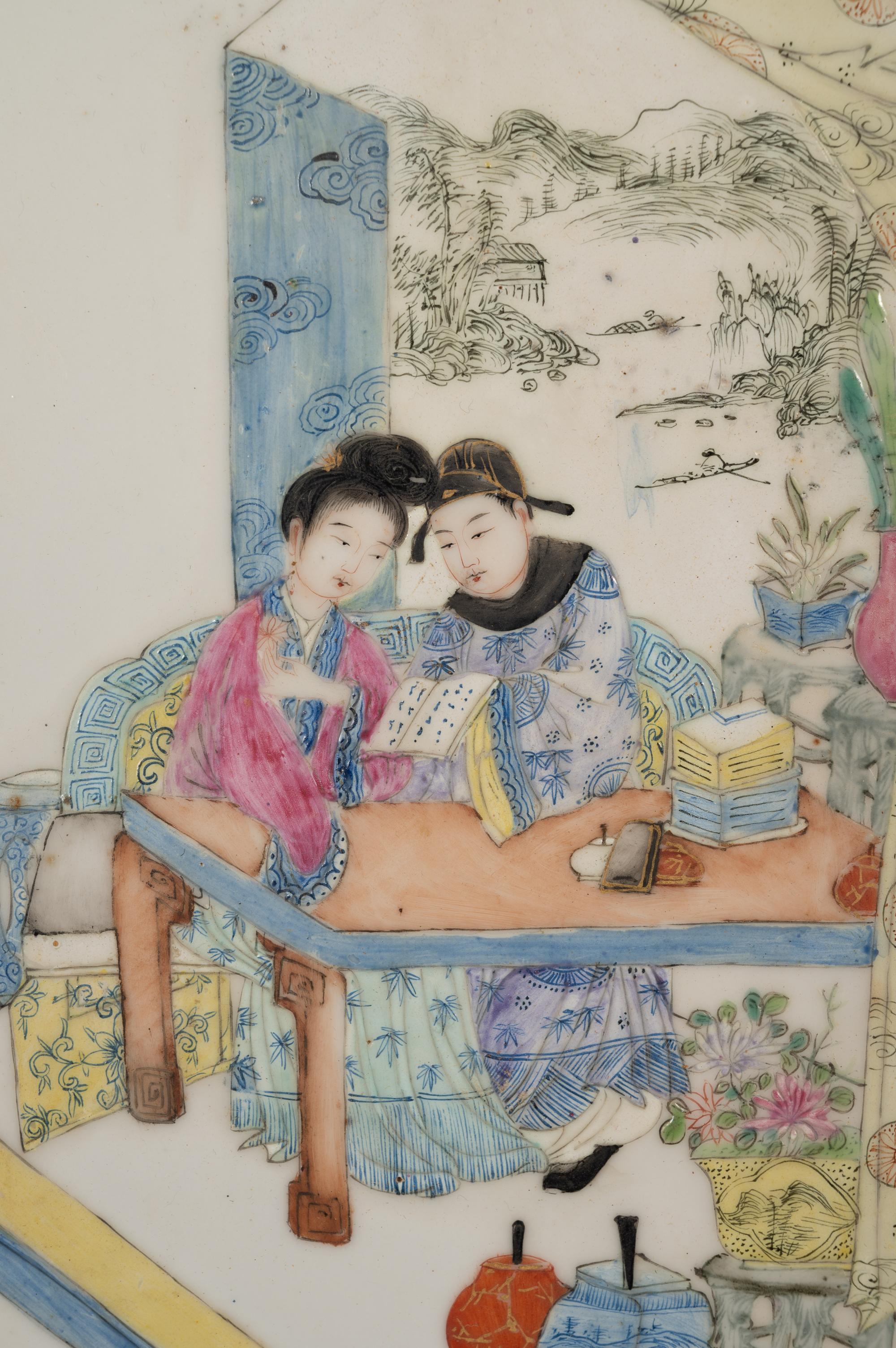 Two Chinese Famille Rose Porcelain Plaques
