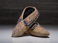 Haudenosaunee Quilled and Beaded Hide Moccasins