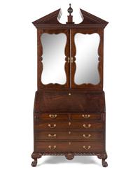 A George II Mahogany Bureau Cabinet
