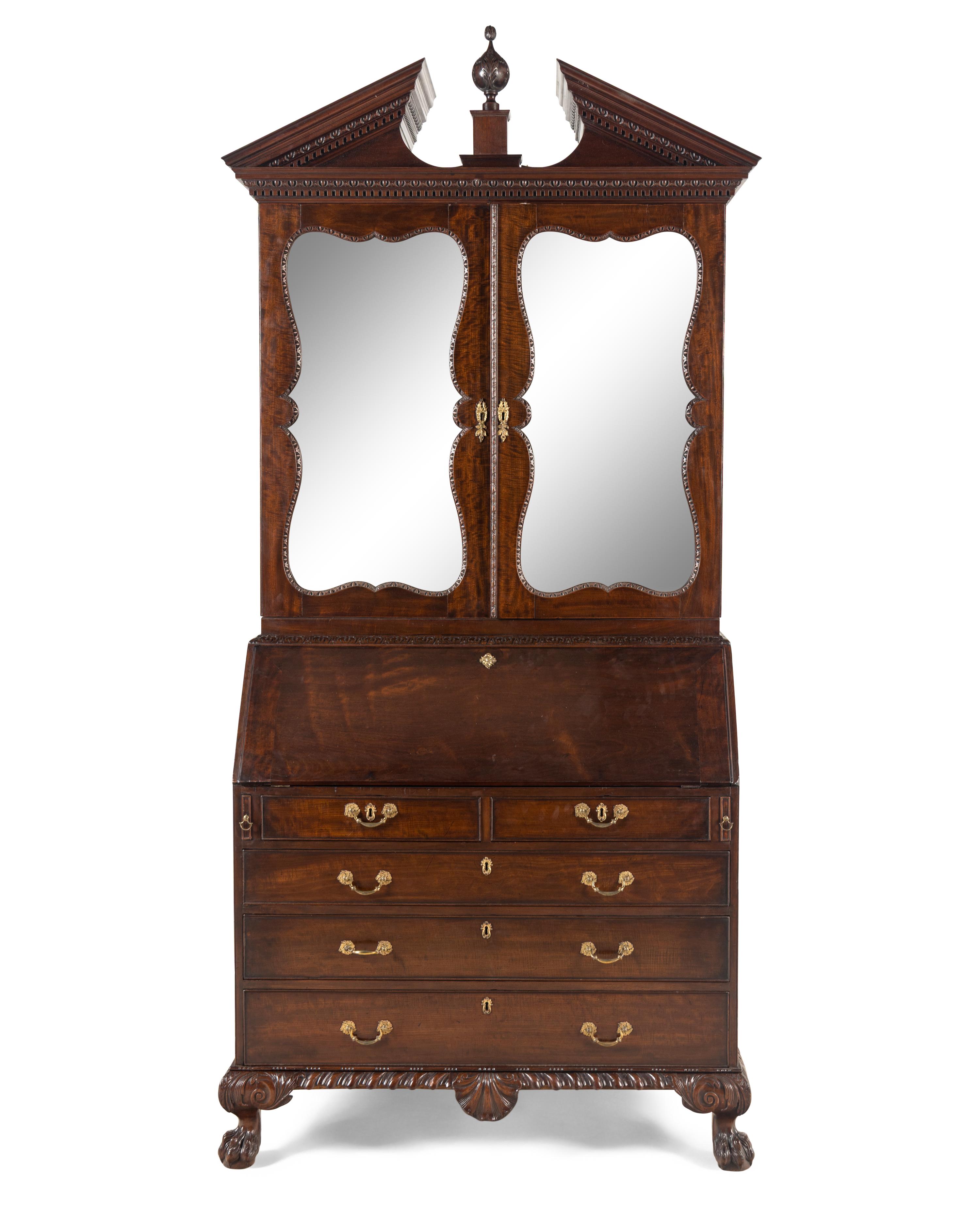 A George II Mahogany Bureau Cabinet