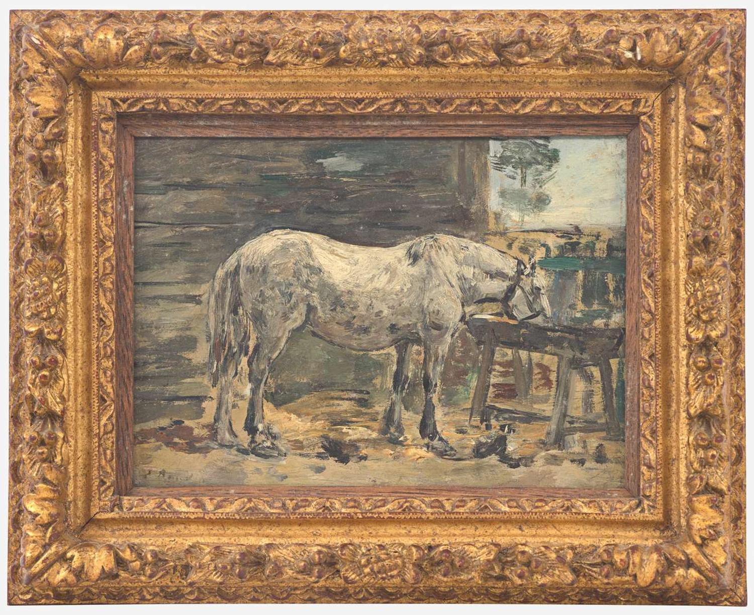 Eugene Boudin (French, 1824-1898) - Cheval Blanc à L'Abreuvoir