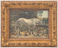 Eugene Boudin (French, 1824-1898) - Cheval Blanc à L'Abreuvoir