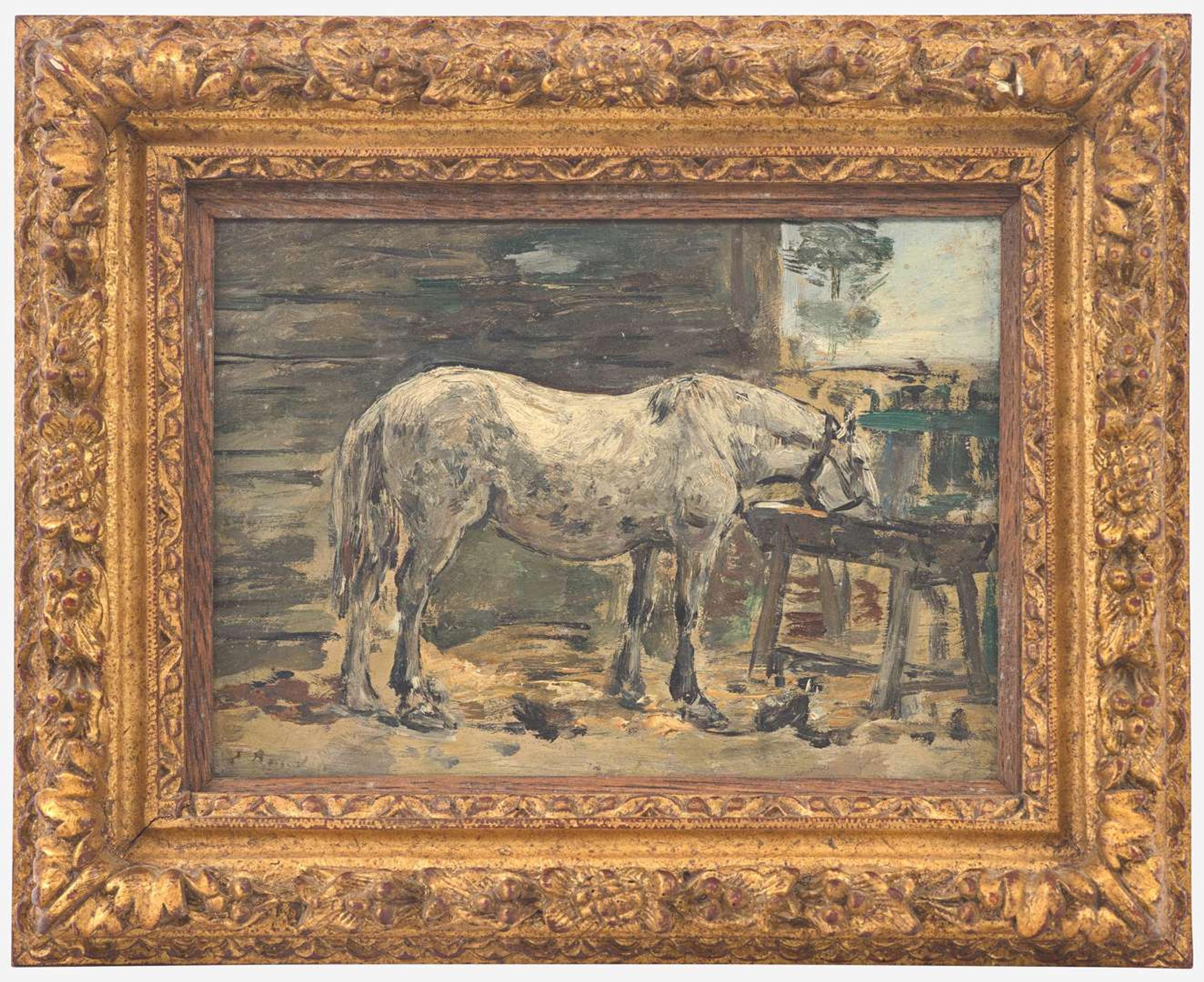 Eugene Boudin (French, 1824-1898) - Cheval Blanc à L'Abreuvoir