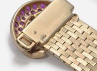 A 14K Yellow Gold, Diamond, and Ruby Bracelet