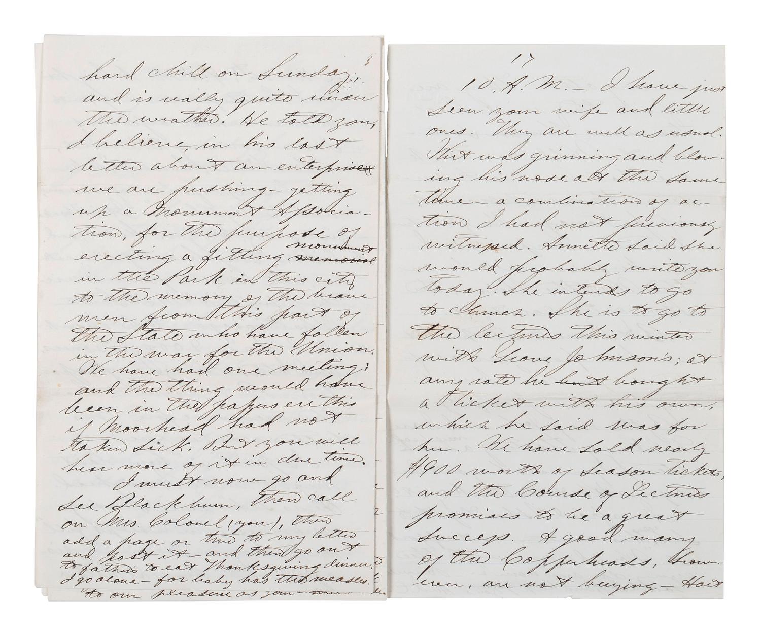 [CIVIL WAR]. Military preparations against a rebel attack by way of Canada and Lake Erie described in 18 pp. letter to Lt. Col. McCreary of the 145th Pennsylvania.