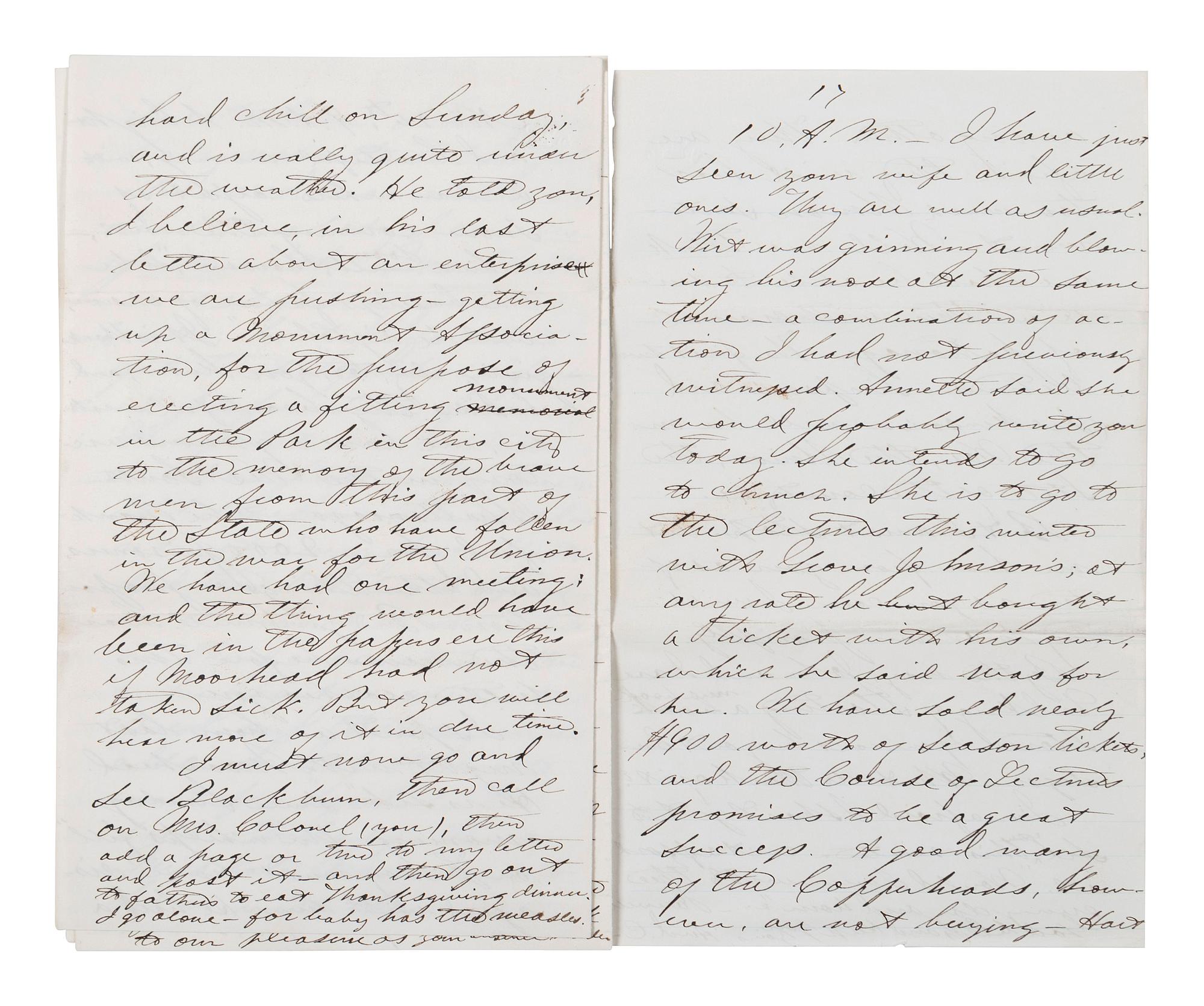 [CIVIL WAR]. Military preparations against a rebel attack by way of Canada and Lake Erie described in 18 pp. letter to Lt. Col. McCreary of the 145th Pennsylvania.