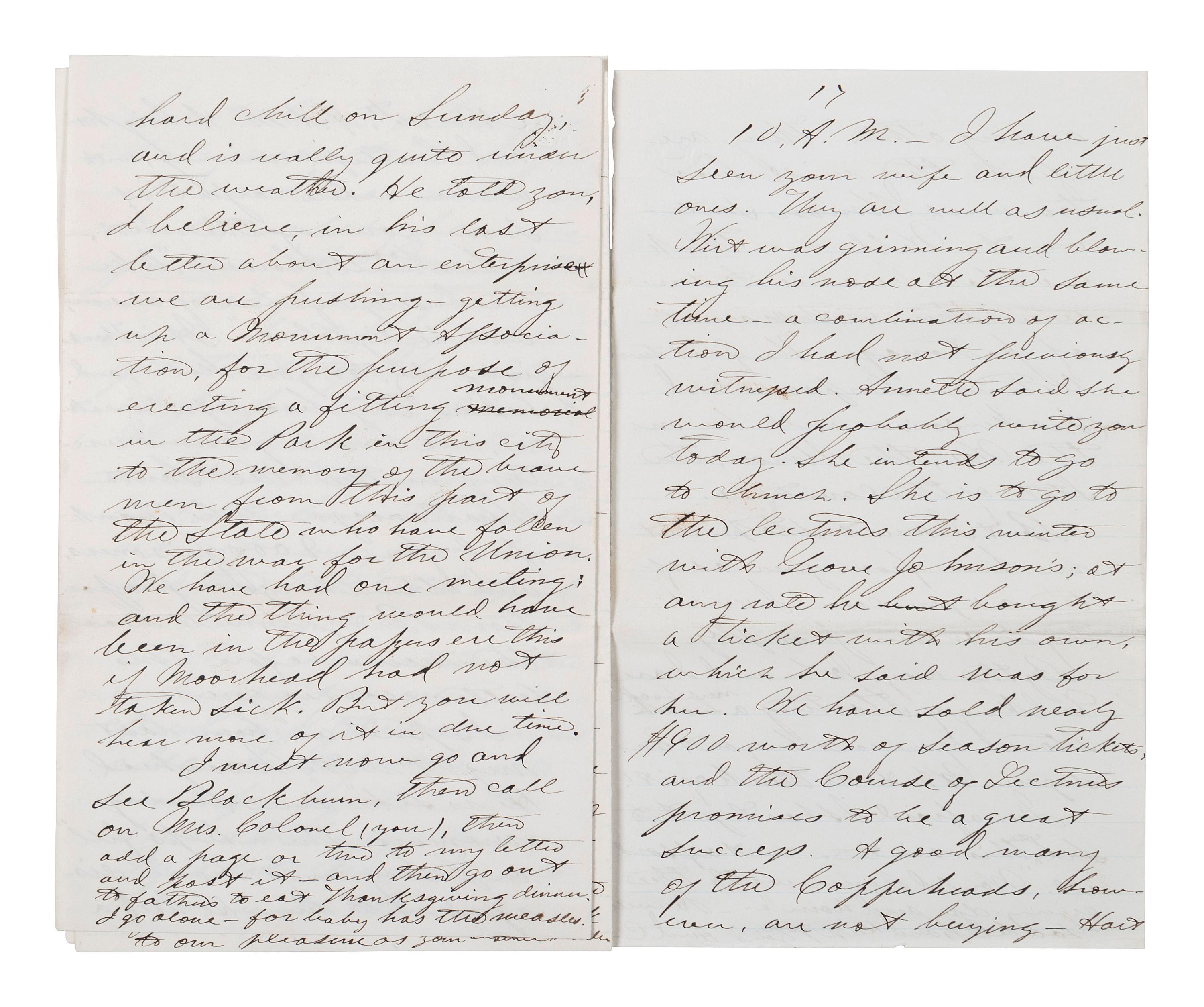 [CIVIL WAR]. Military preparations against a rebel attack by way of Canada and Lake Erie described in 18 pp. letter to Lt. Col. McCreary of the 145th Pennsylvania.