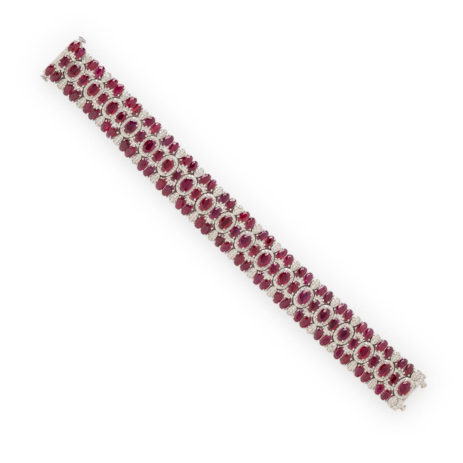 BURMESE RUBY AND DIAMOND BRACELET