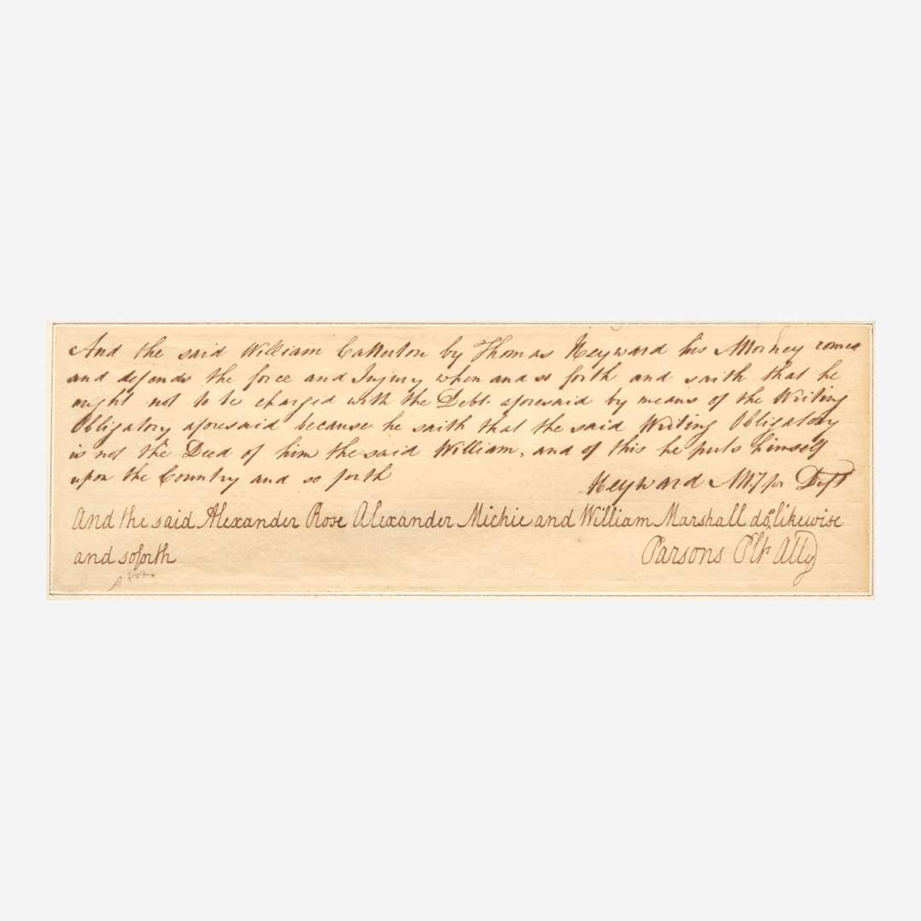 [Declaration of Independence] [South Carolina] Heyward, Thomas, Jr Autograph Note, signed