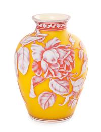 An English Cameo Glass Vase, attributed to Webb Height 7 1/2 inches.