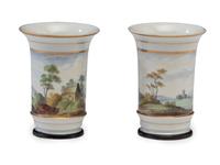Four Painted Porcelain Articles and a Transferware Plate