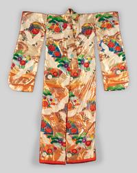 Two Japanese Embroidered Silk Kimono