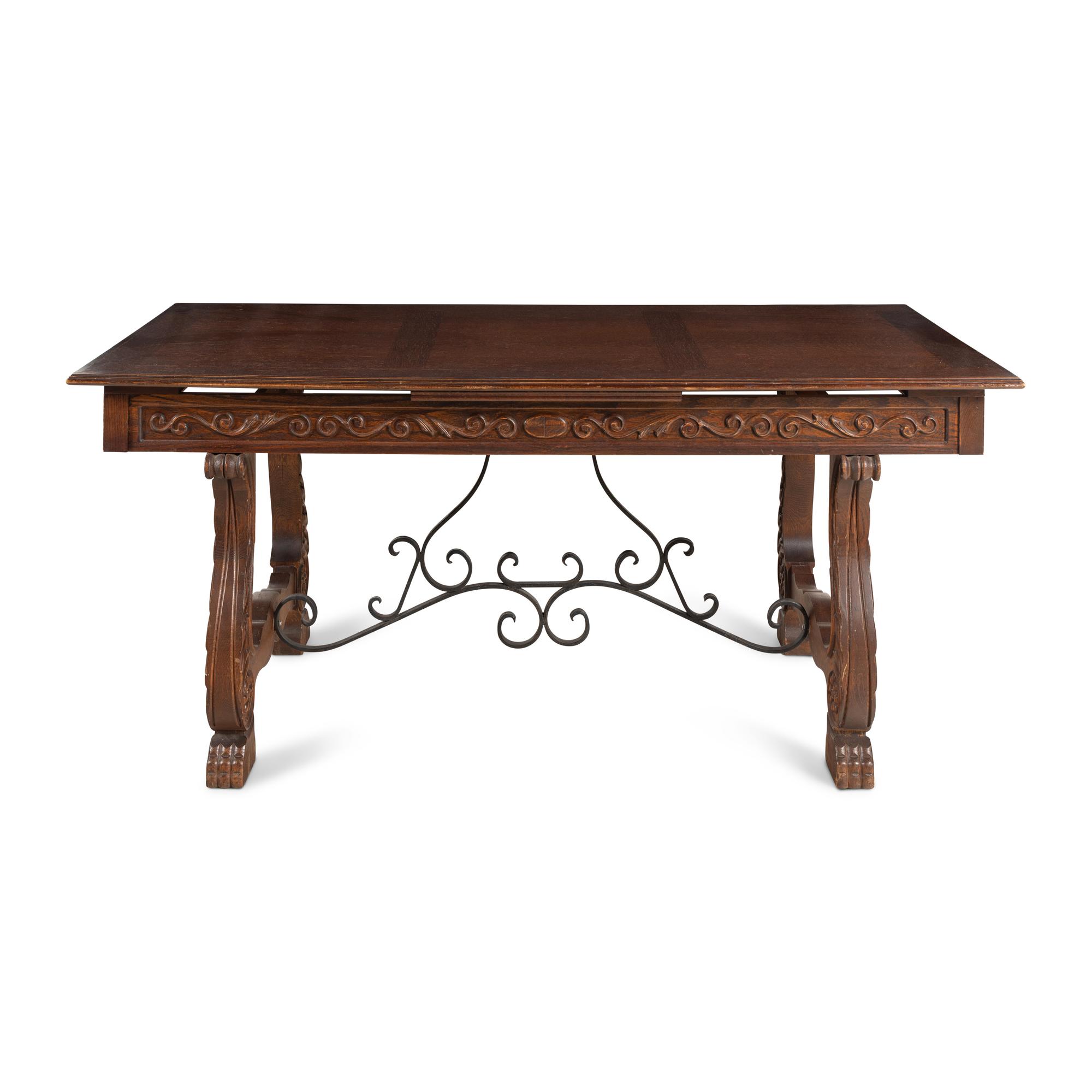 A Spanish Baroque Style Oak Trestle Table