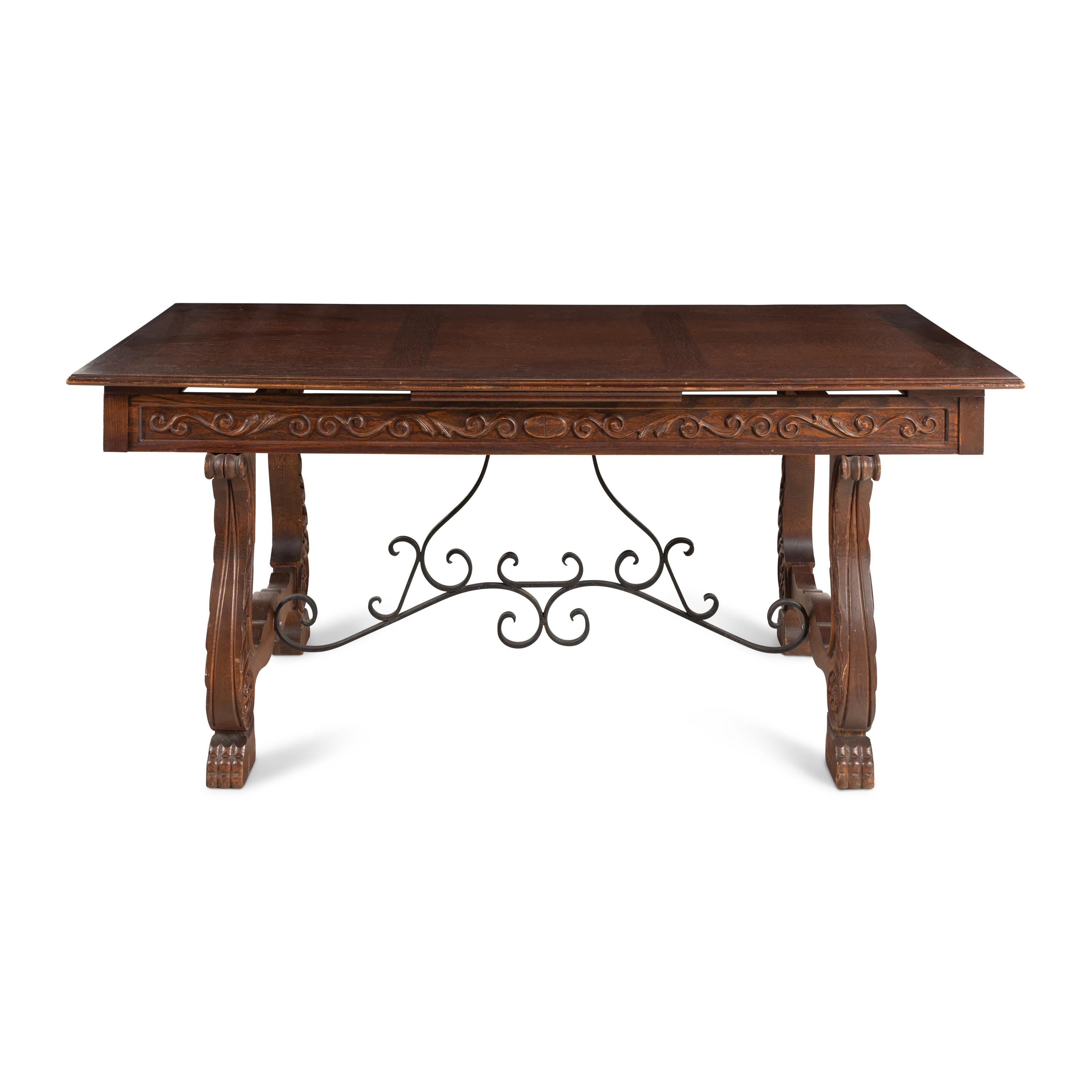 A Spanish Baroque Style Oak Trestle Table
