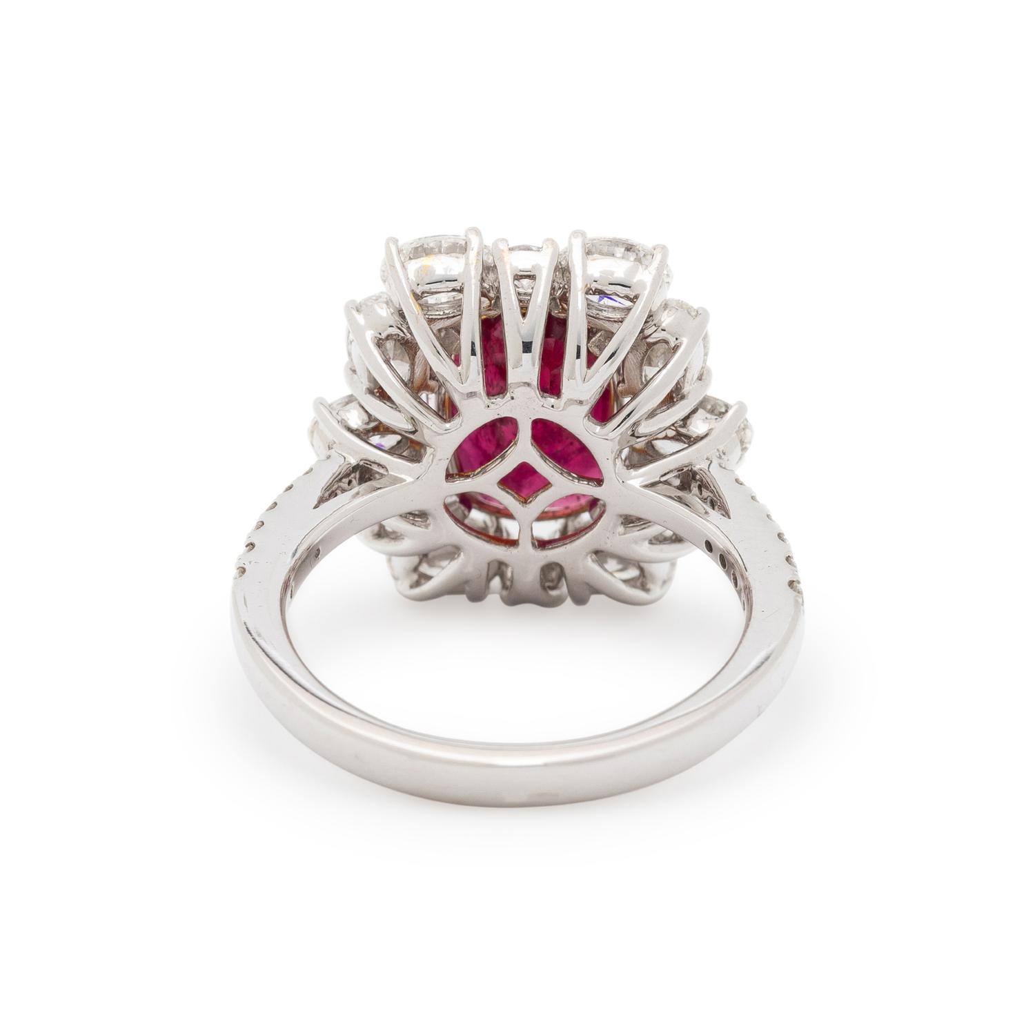 UNHEATED BURMESE RUBY AND DIAMOND RING