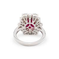 UNHEATED BURMESE RUBY AND DIAMOND RING
