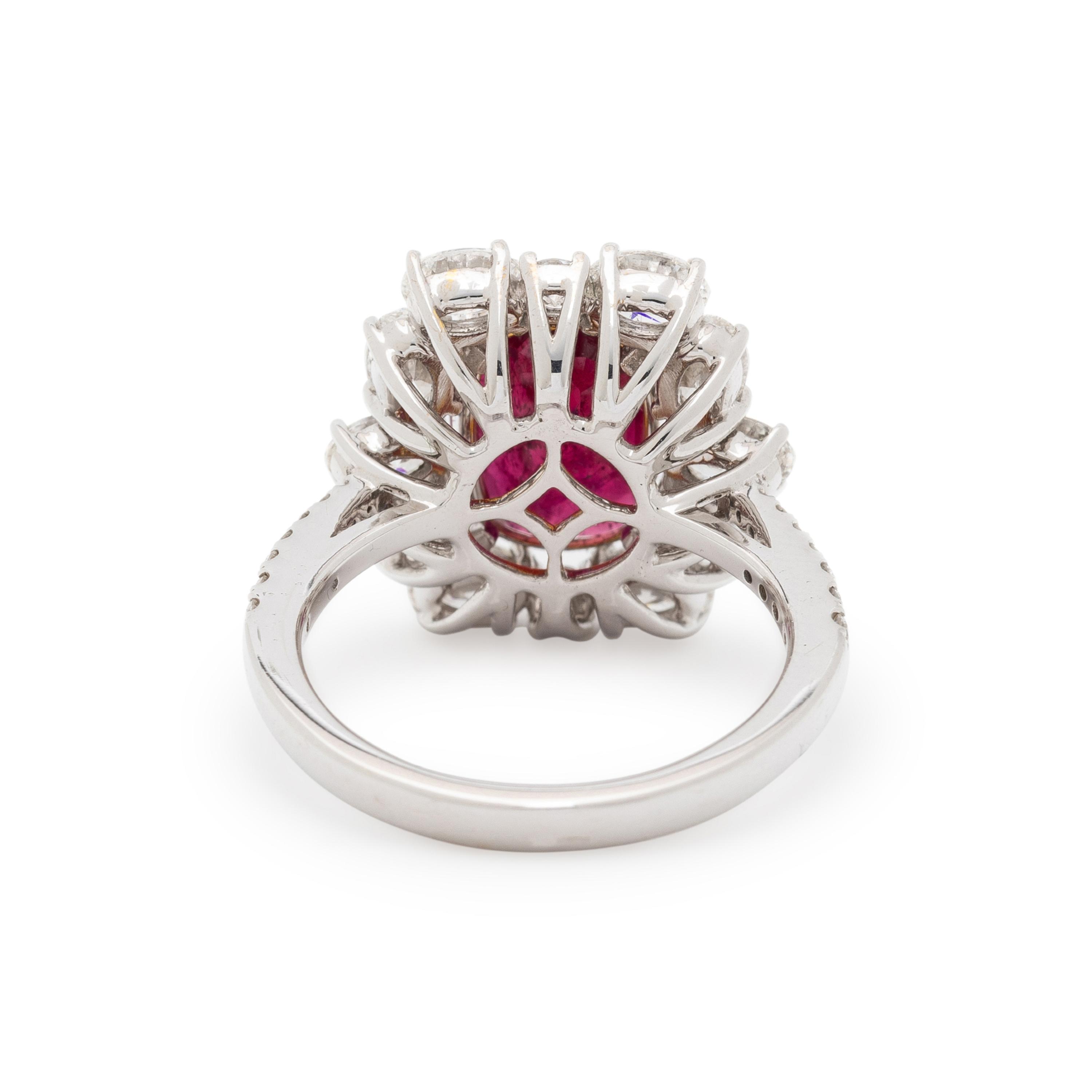 UNHEATED BURMESE RUBY AND DIAMOND RING