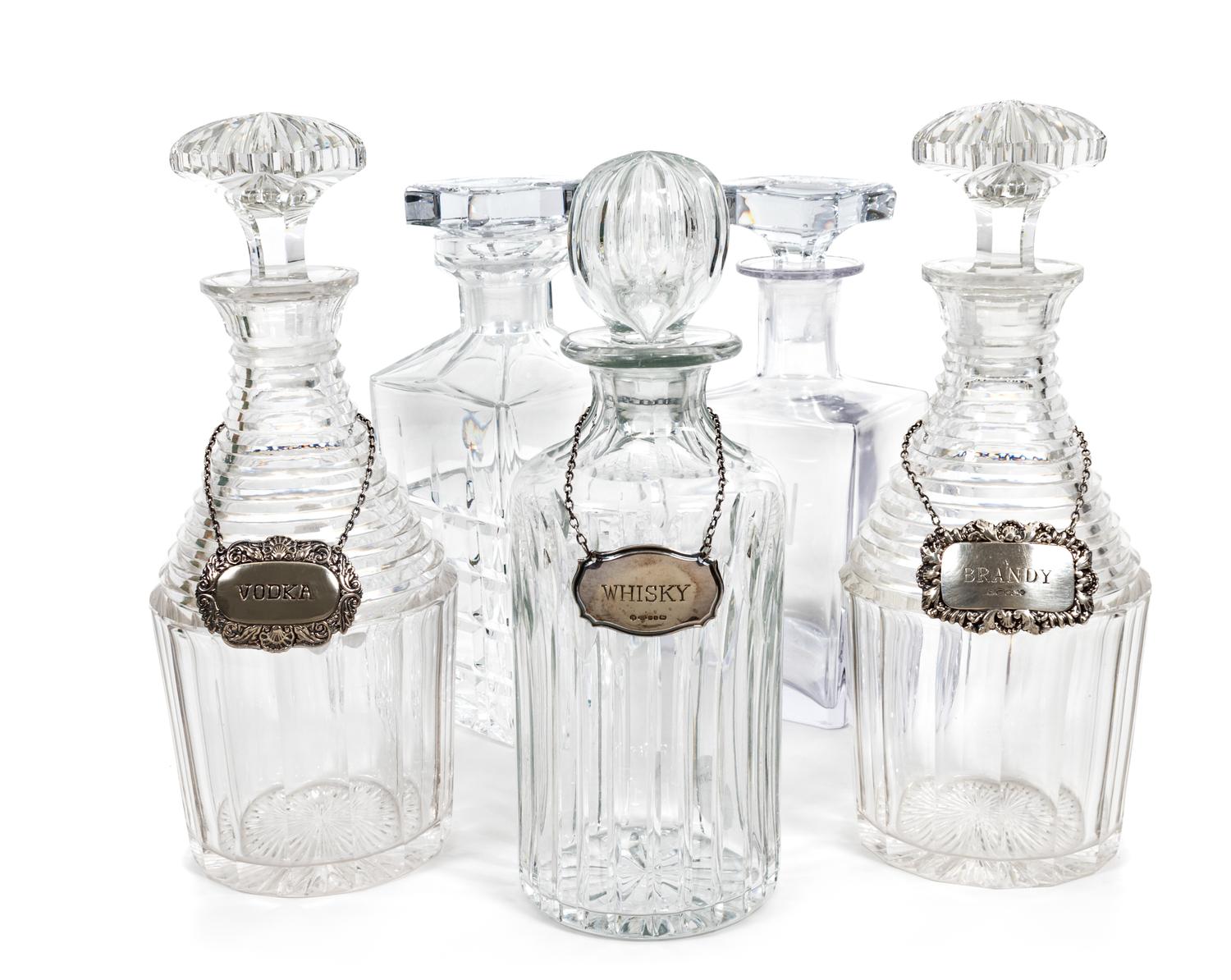 A Group of Five Glass Decanters — 19TH/20TH CENTURY
