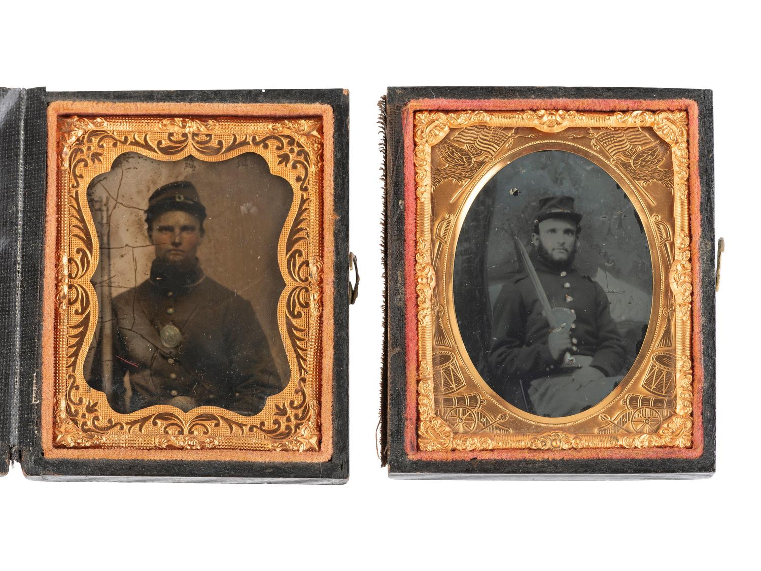 [CIVIL WAR]. 4 portraits of variously armed soldiers, feat. a Prussian Model 1809 Potsdam musket.