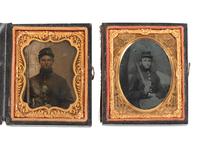 [CIVIL WAR]. 4 portraits of variously armed soldiers, feat. a Prussian Model 1809 Potsdam musket.