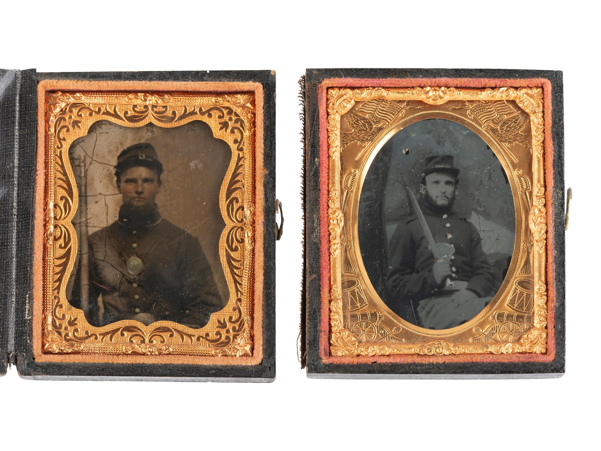 [CIVIL WAR]. 4 portraits of variously armed soldiers, feat. a Prussian Model 1809 Potsdam musket.
