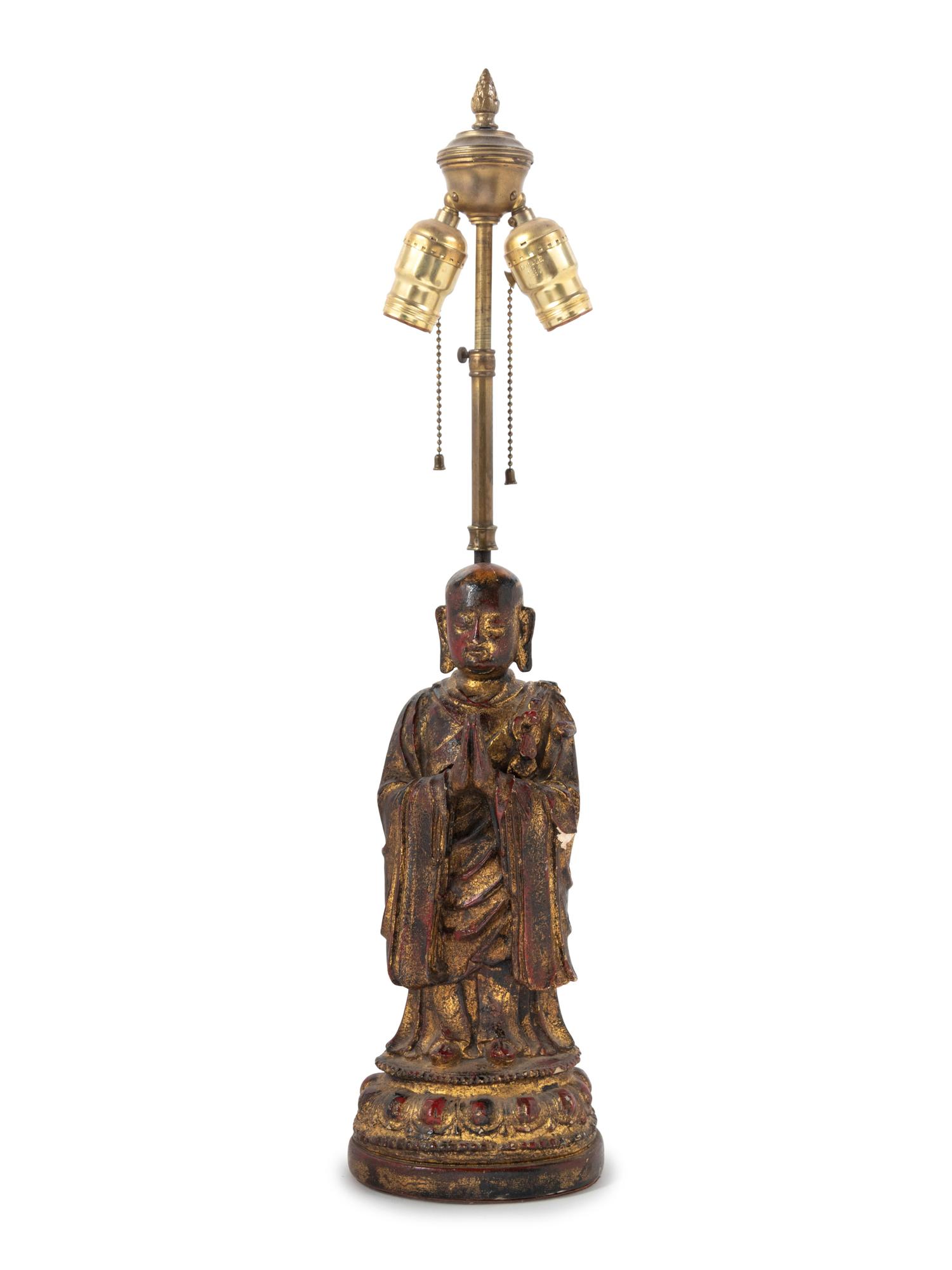 A Gilt Composition Figure of Buddha Mounted as a Lamp