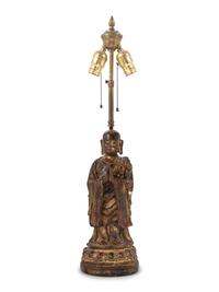 A Gilt Composition Figure of Buddha Mounted as a Lamp