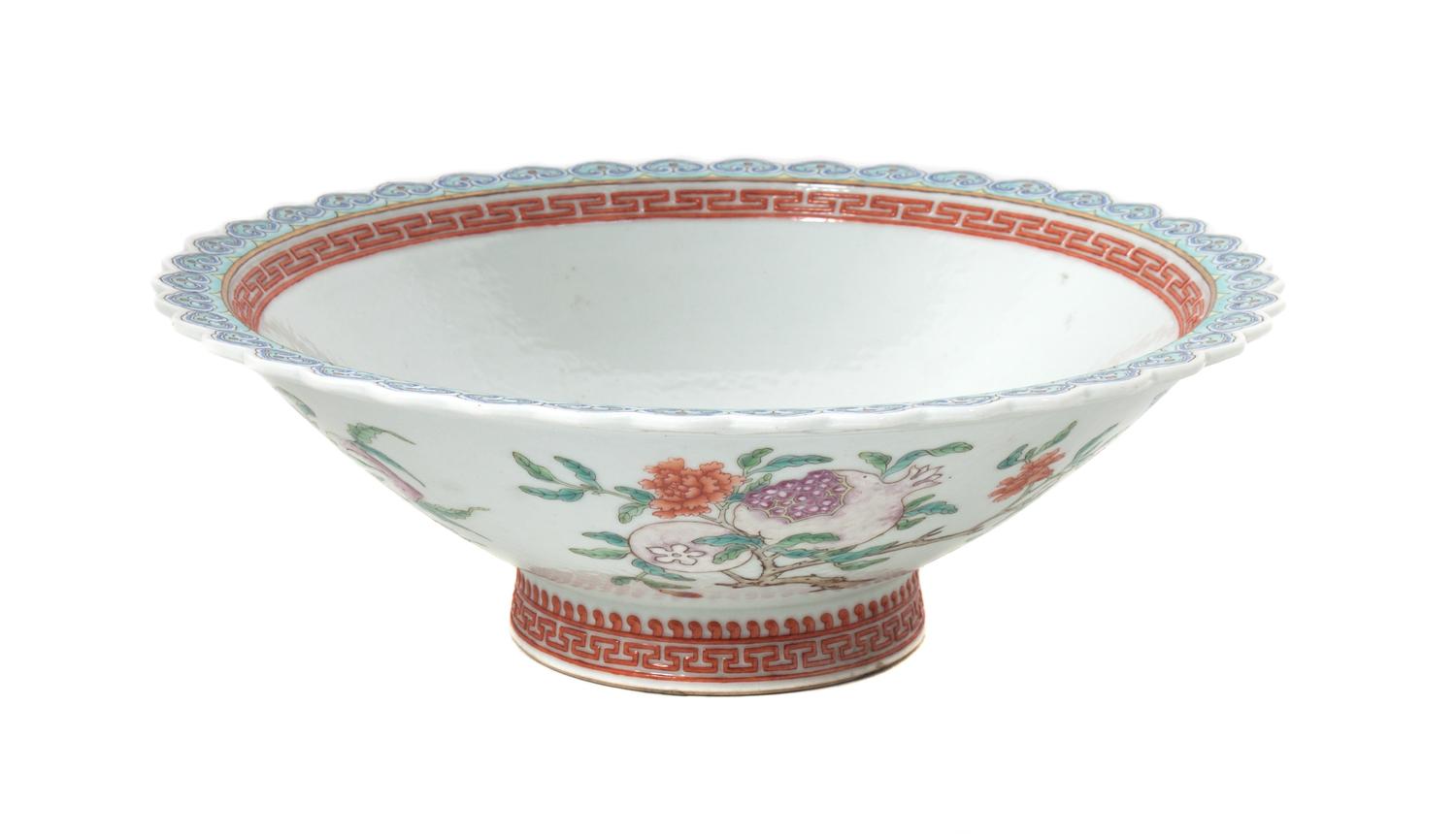 A Footed Porcelain Bowl Diameter 10 1/2 inches.