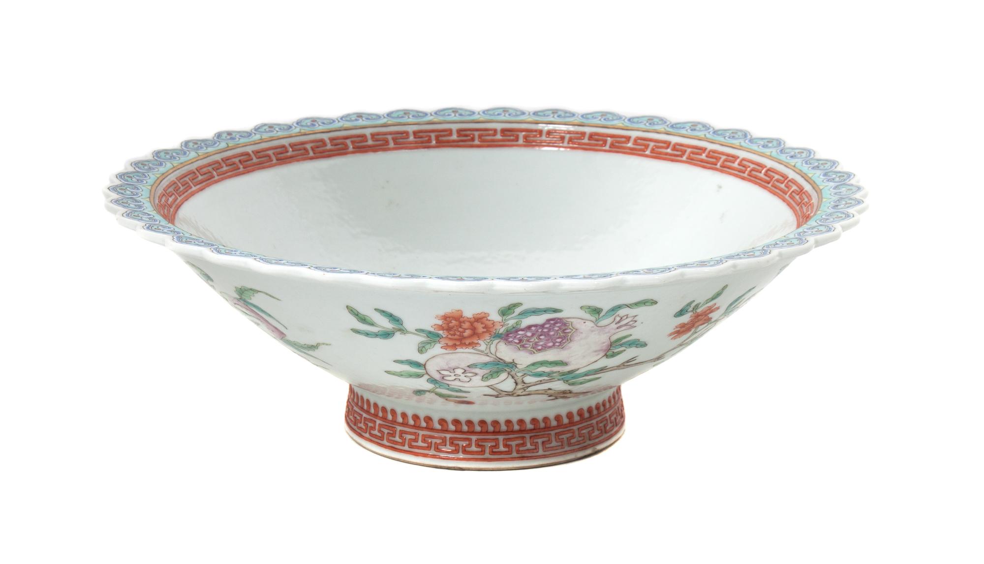 A Footed Porcelain Bowl Diameter 10 1/2 inches.