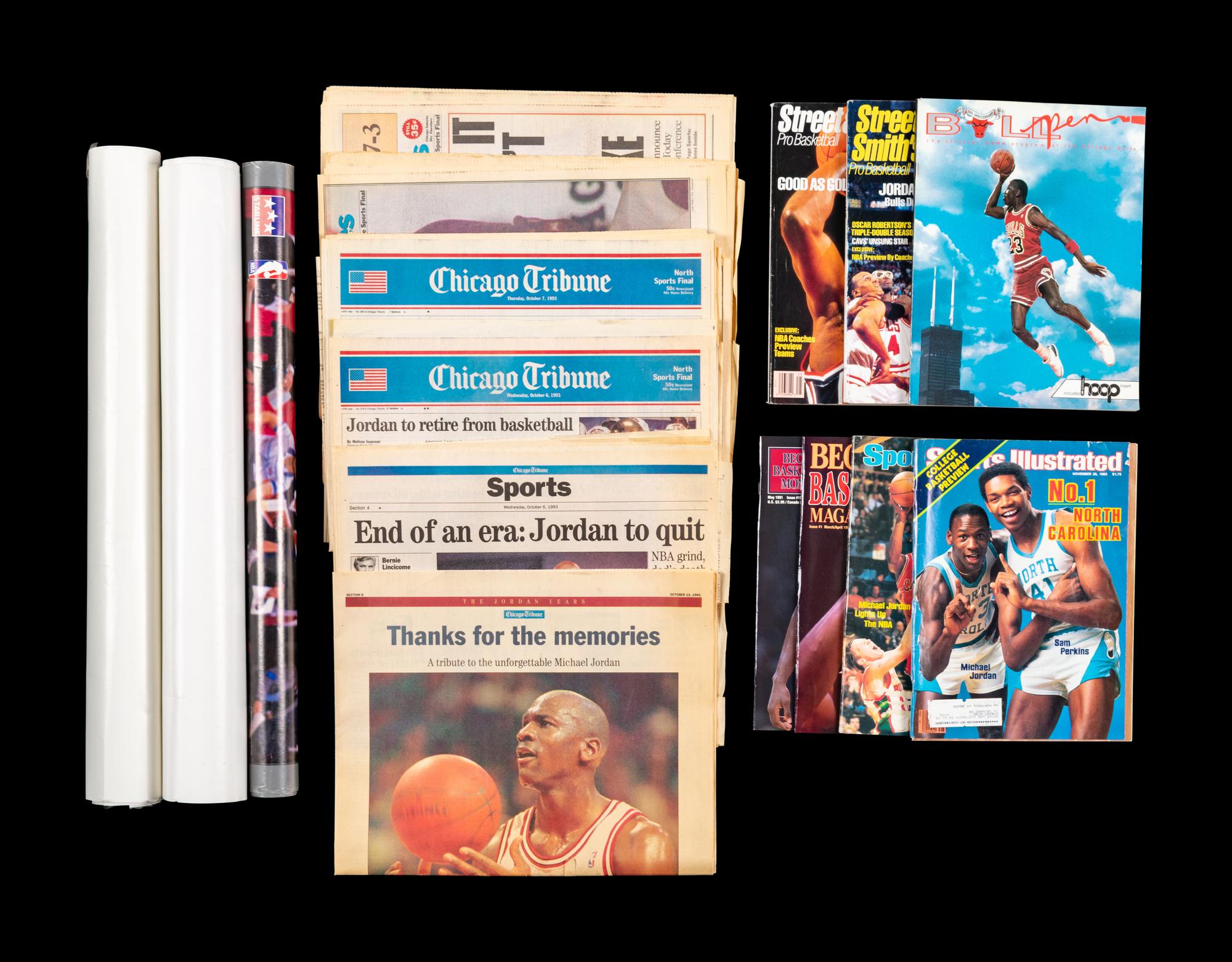A Group of Michael Jordan Ephemera (Including First Sports Illustrated and 1988 Nike Poster),