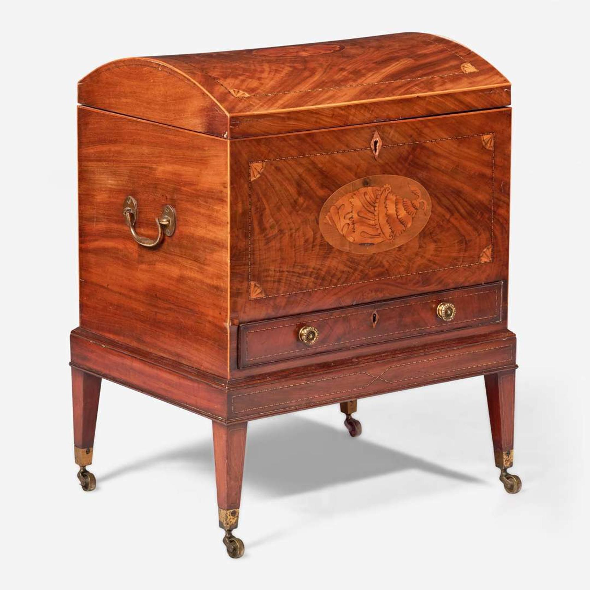 A George III inlaid mahogany and satinwood cellarette circa 1790