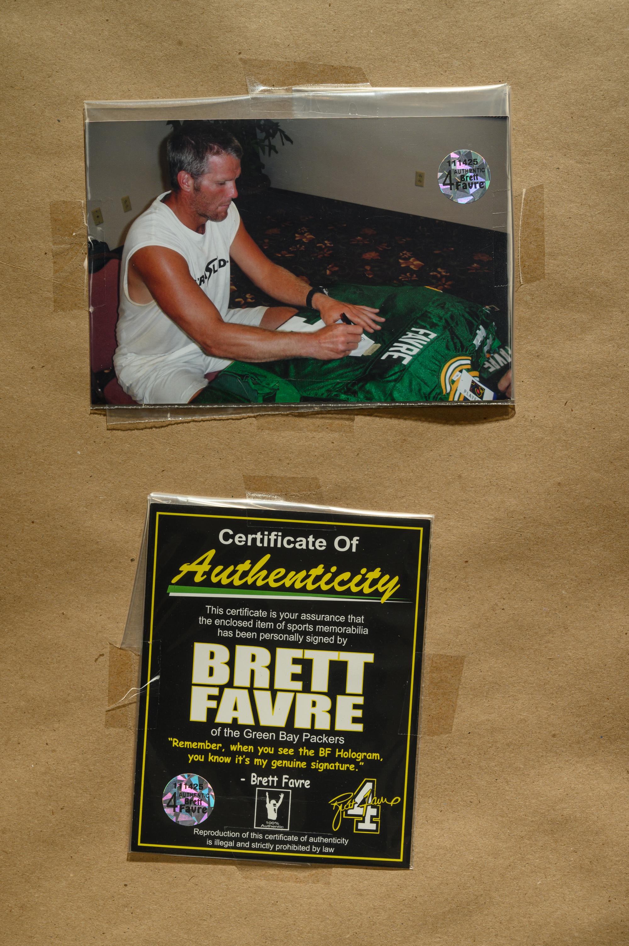 A Group of Brett Favre Signed Green Bay Packers Items,