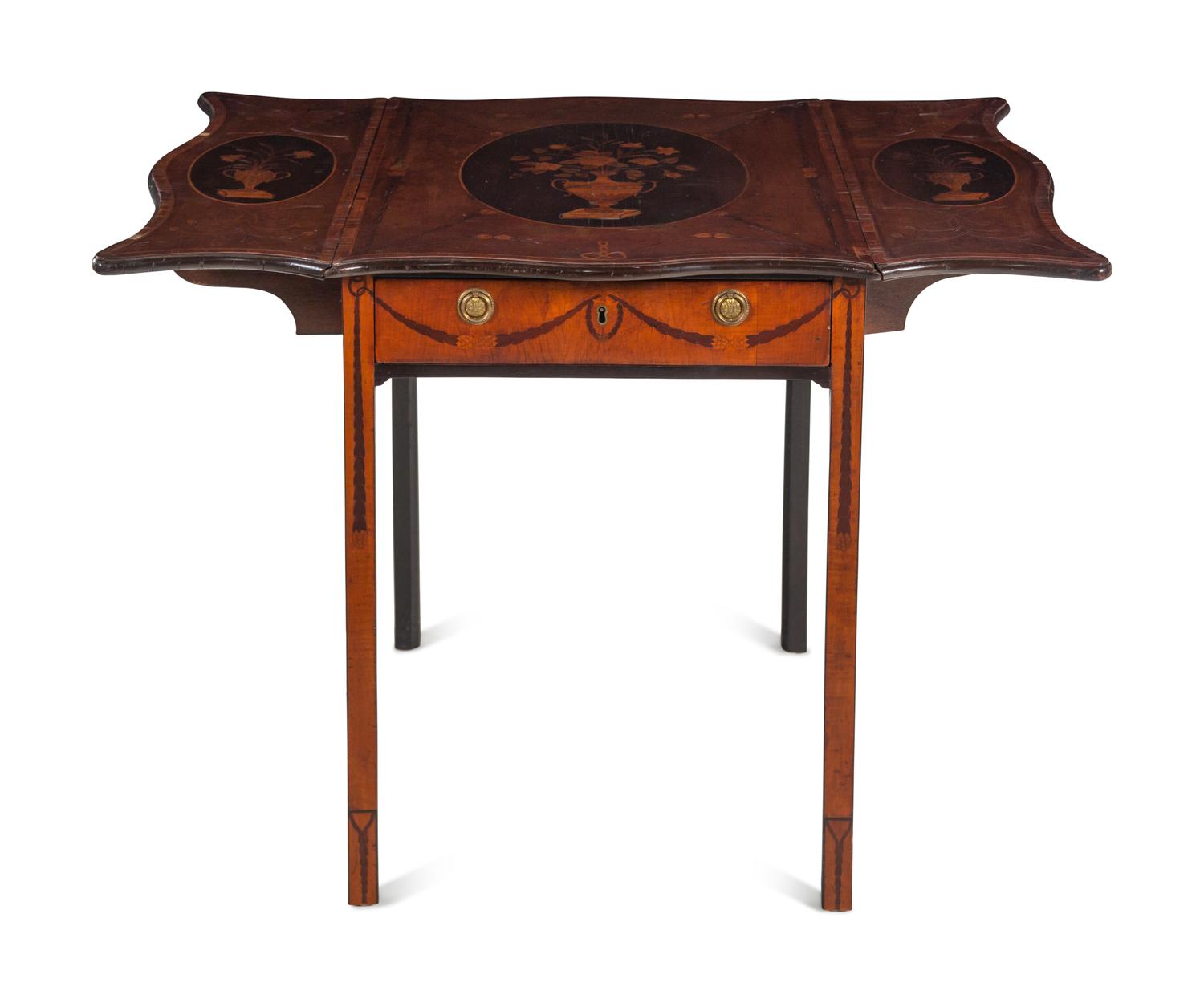 A George III Mahogany and Marquetry Pembroke Table in the Manner of Ince and Mayhew