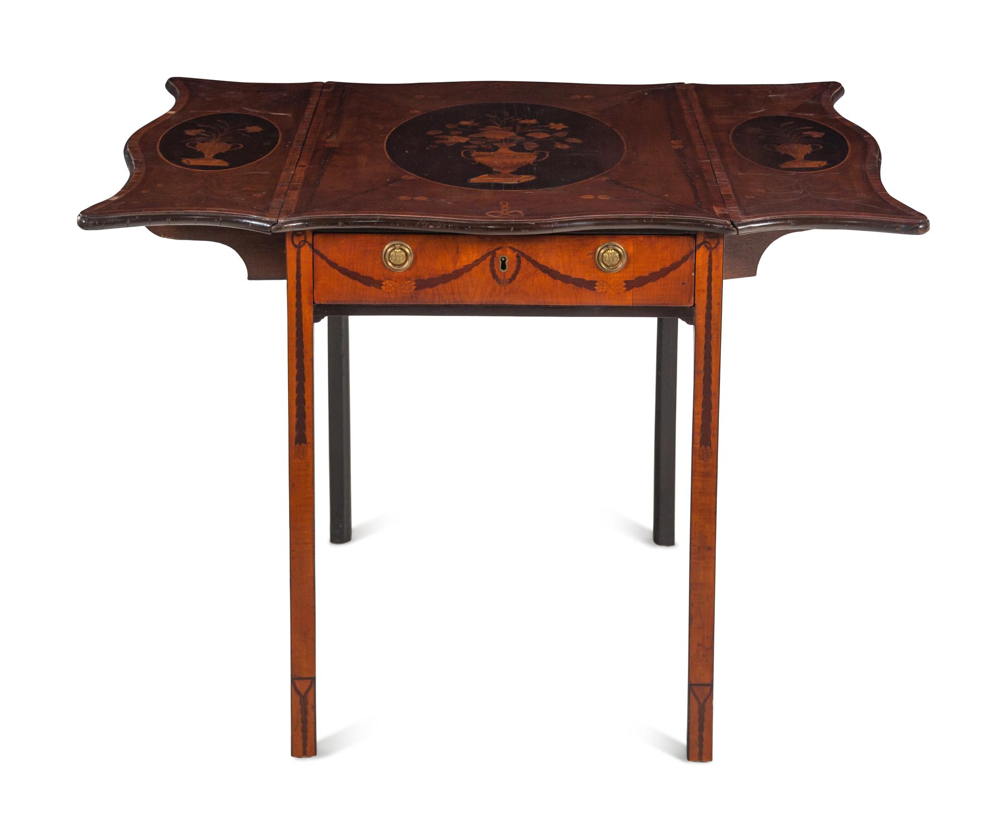 A George III Mahogany and Marquetry Pembroke Table in the Manner of Ince and Mayhew