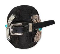 Navajo Sterling Silver Ketoh, with Large Turquoise Cabochon and Turquoise Clusters
