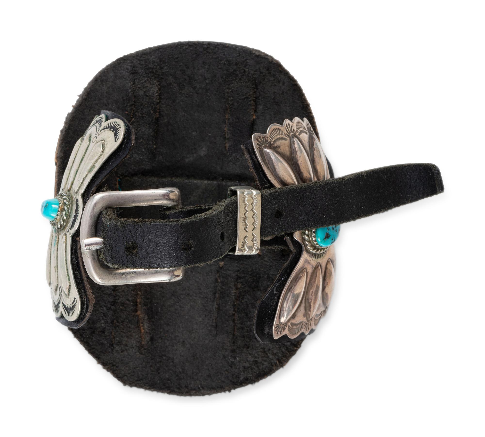 Navajo Sterling Silver Ketoh, with Large Turquoise Cabochon and Turquoise Clusters
