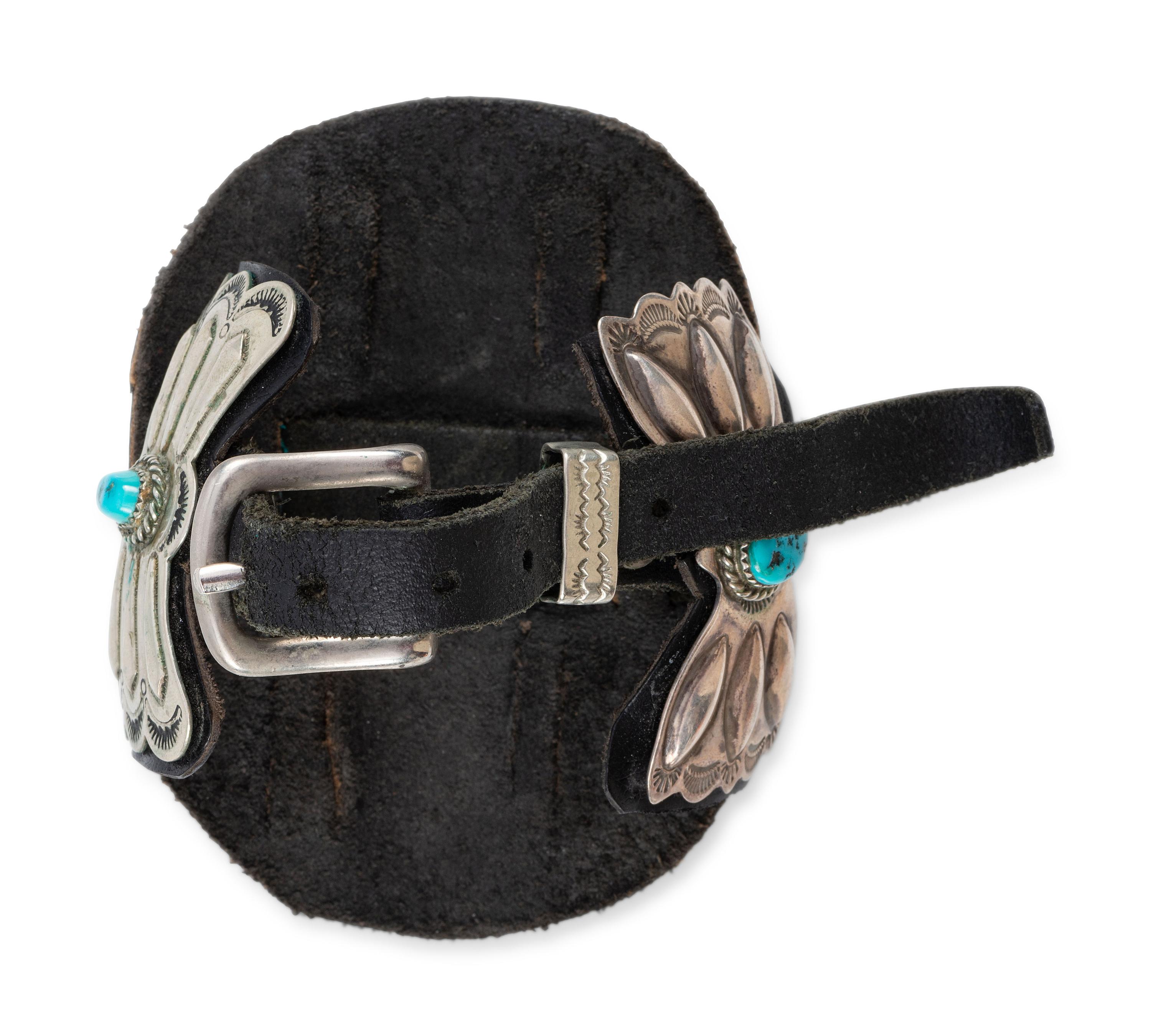 Navajo Sterling Silver Ketoh, with Large Turquoise Cabochon and Turquoise Clusters