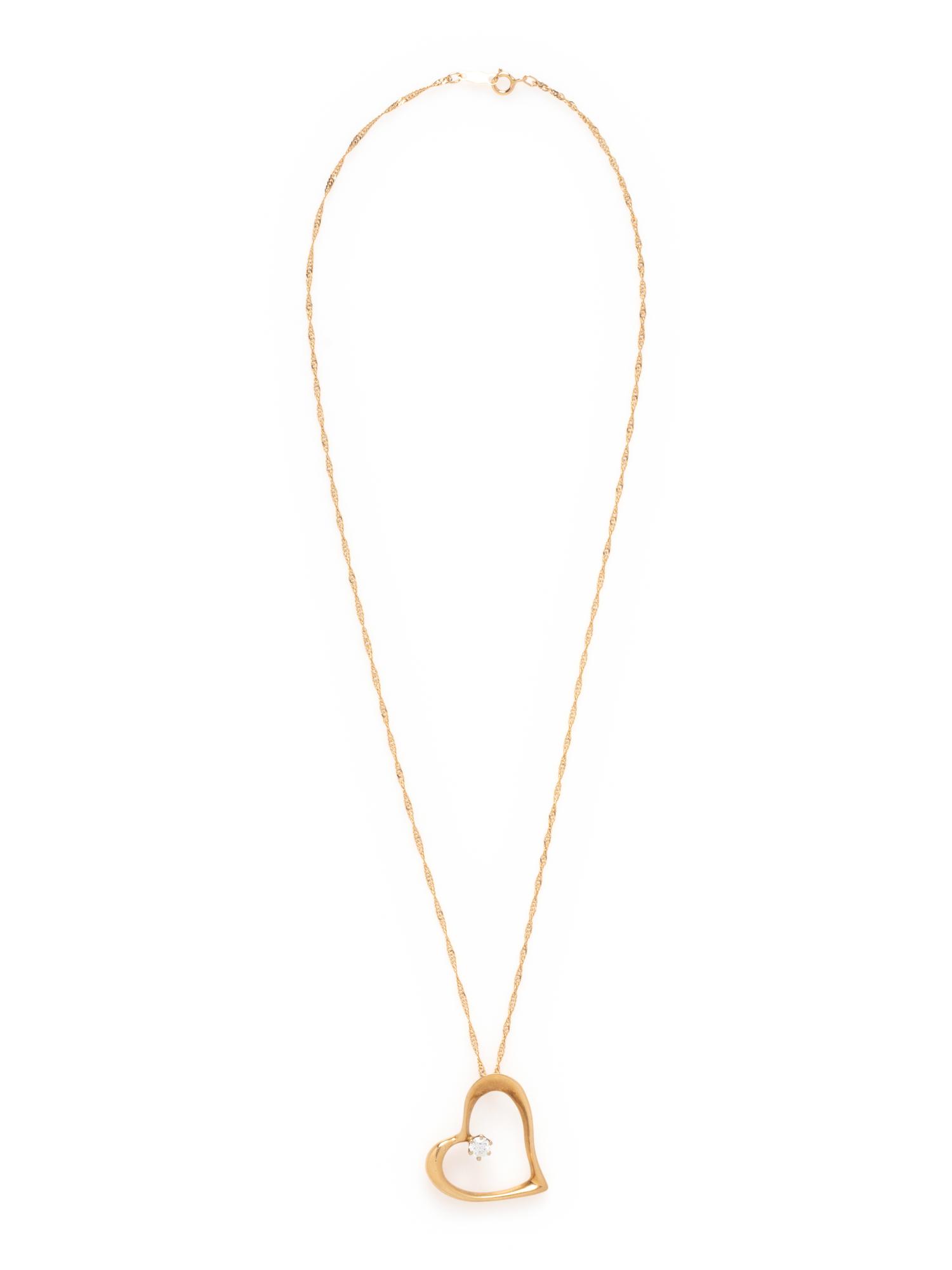 YELLOW GOLD AND DIAMOND HEART PENDANT/NECKLACE
