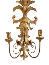A Pair of Louis XV Style Giltwood Two-Light Wall Sconces — EARLY 20TH CENTURY