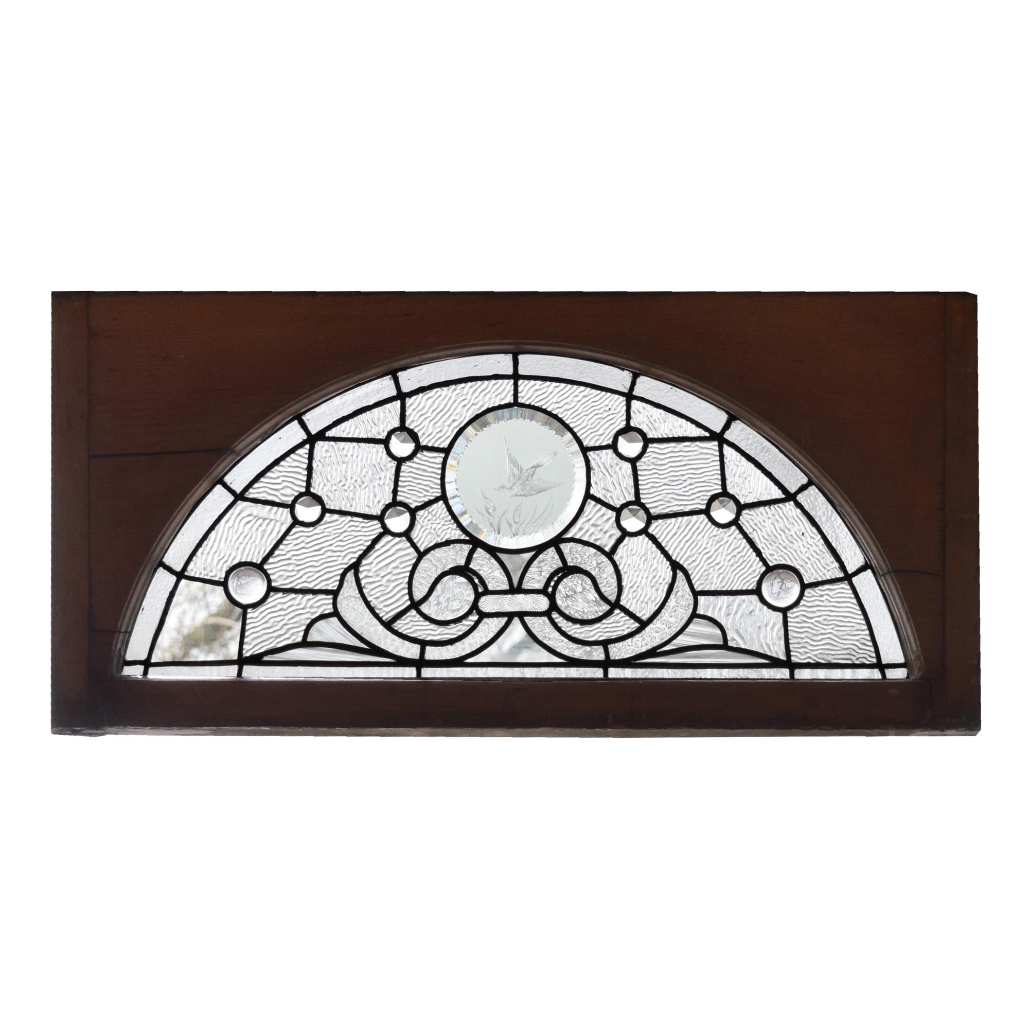 A Leaded Glass Window 24" W x 2" D x 15.5" H — United States, 19th Century