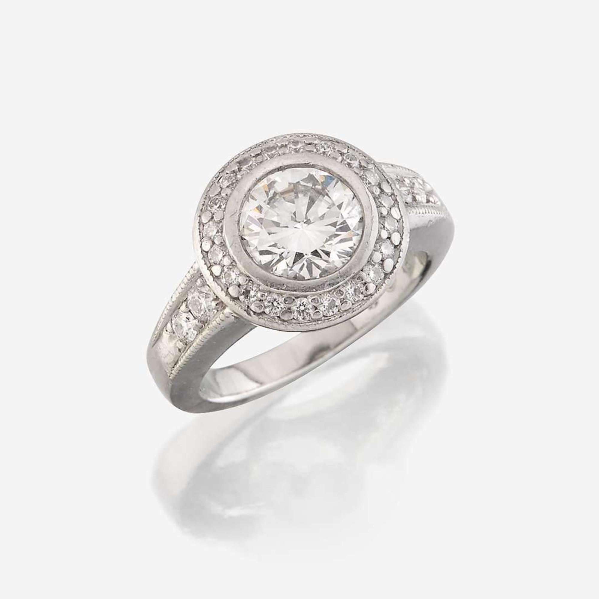 A diamond and platinum ring