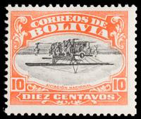 An Imprint Block of Twelve Bolivia 1924 Center Invert 10-Centavo Air Post Stamps