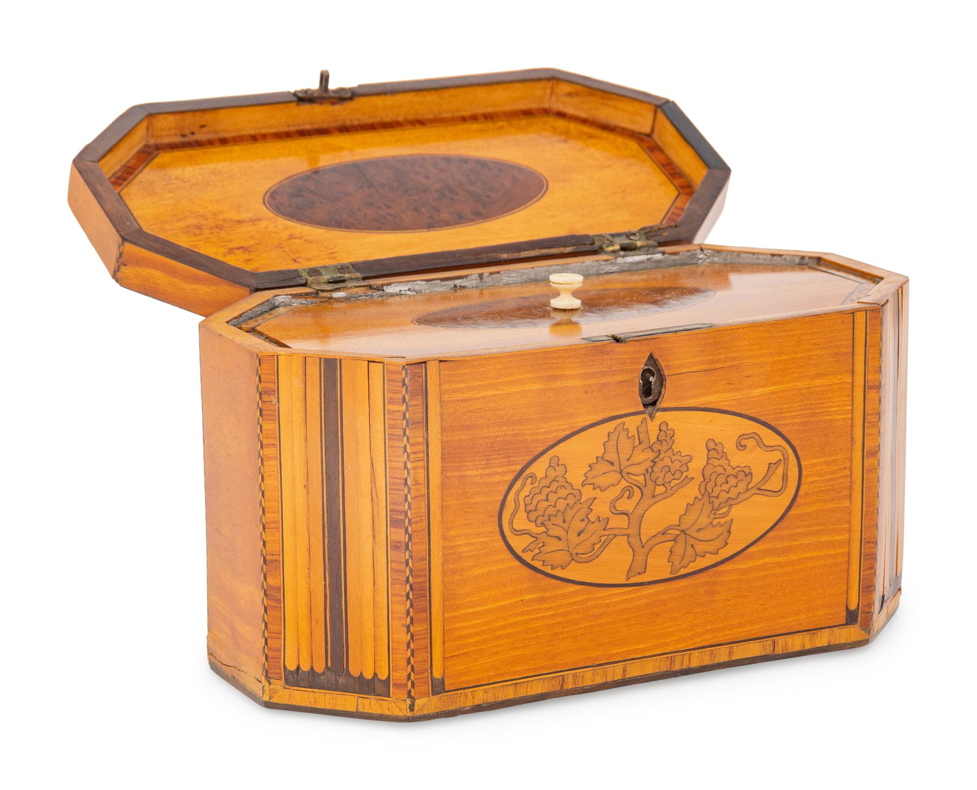 A George III Marquetry Tea Caddy