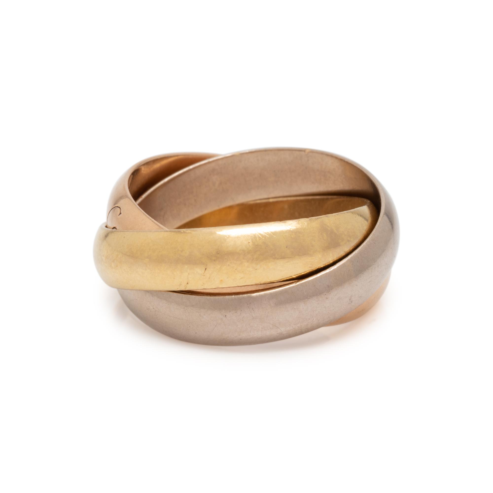 CARTIER, TRICOLOR GOLD 'TRINITY' RING