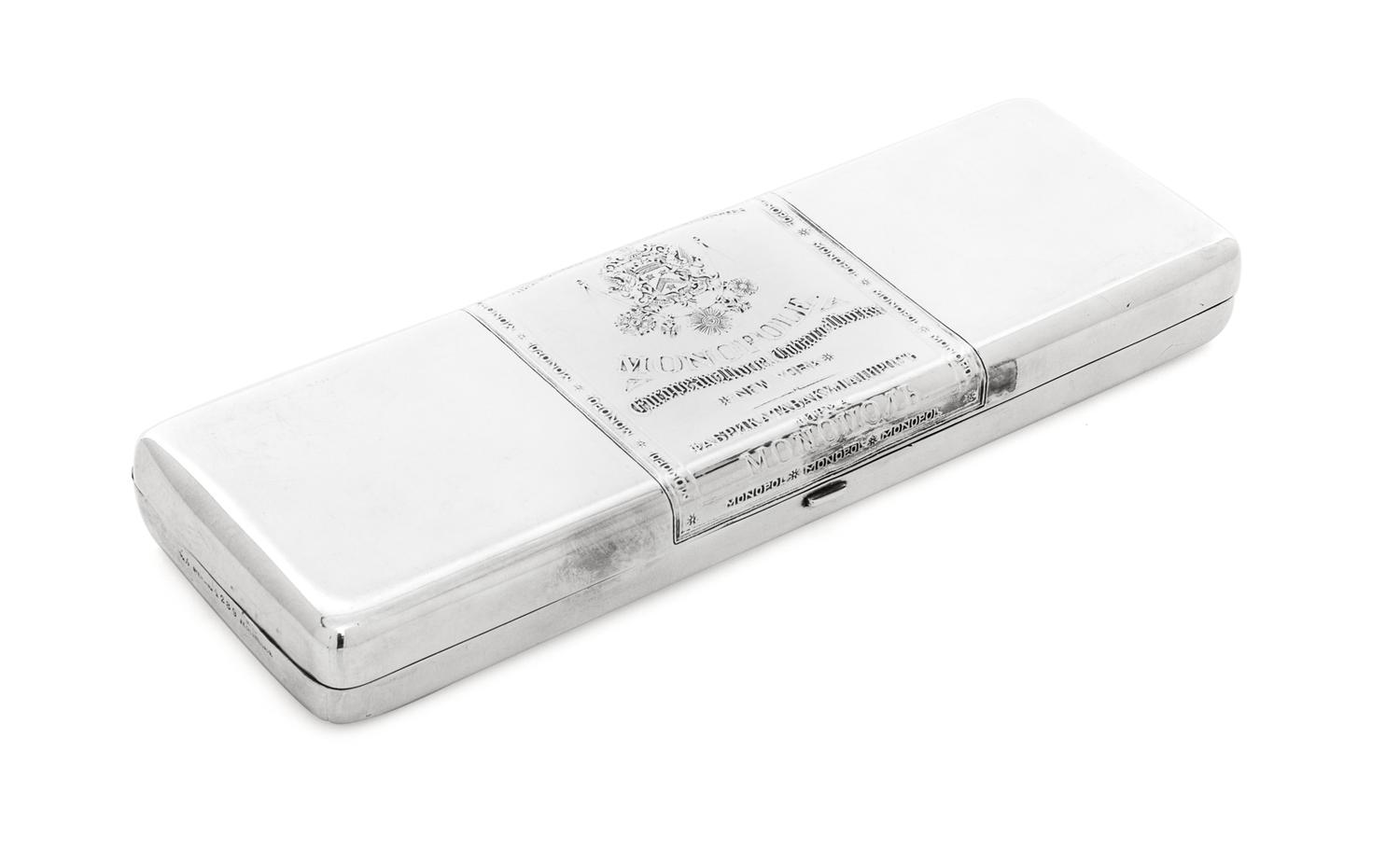 An American Silver Cigarette Case, Whiting Mfg. Co., New York, NY, retailed by J.E. Caldwell, of rectangular form, the lid decorated wi